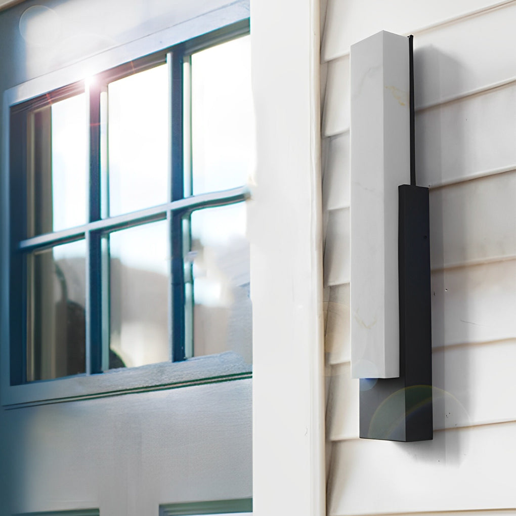 IP54 Waterproof Modern LED Outdoor Wall Light Sconce Black Stainless Steel Imitation Marble
