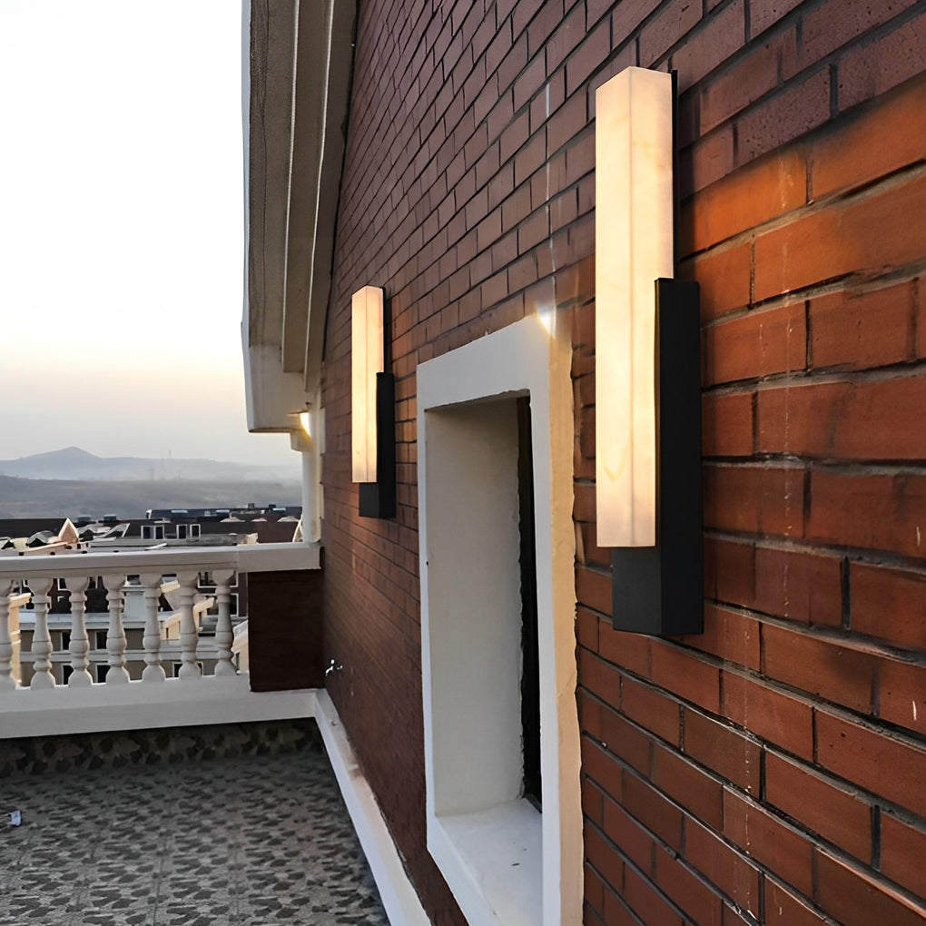 IP54 Waterproof Modern LED Outdoor Wall Light Sconce Black Stainless Steel Imitation Marble