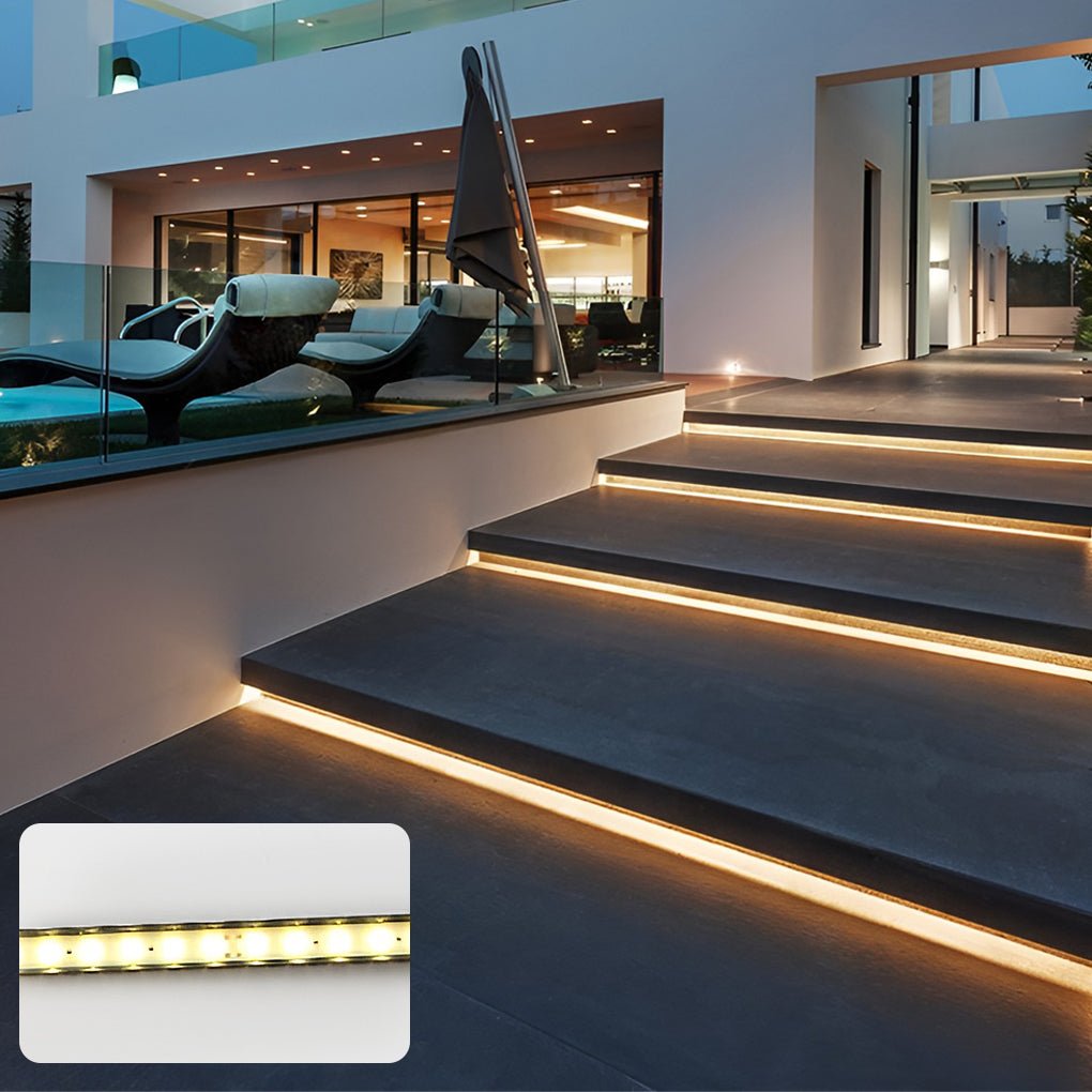 IP68 Waterproof LED Stair Step Lights Aluminum Outdoor Guardrail Under Tread Strip Lighting