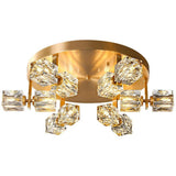 Modern Nordic Crystal LED Flush Mount Ceiling Light Brass Copper 6 Light Fixture