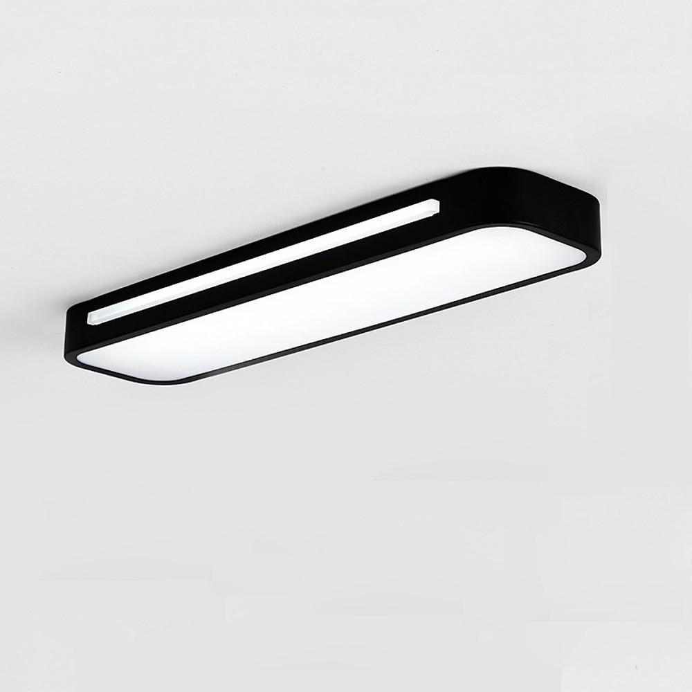 Modern 19 Inch Long Oval LED Flush Mount Ceiling Light Minimalist Rectangular Metal Fixture for Home