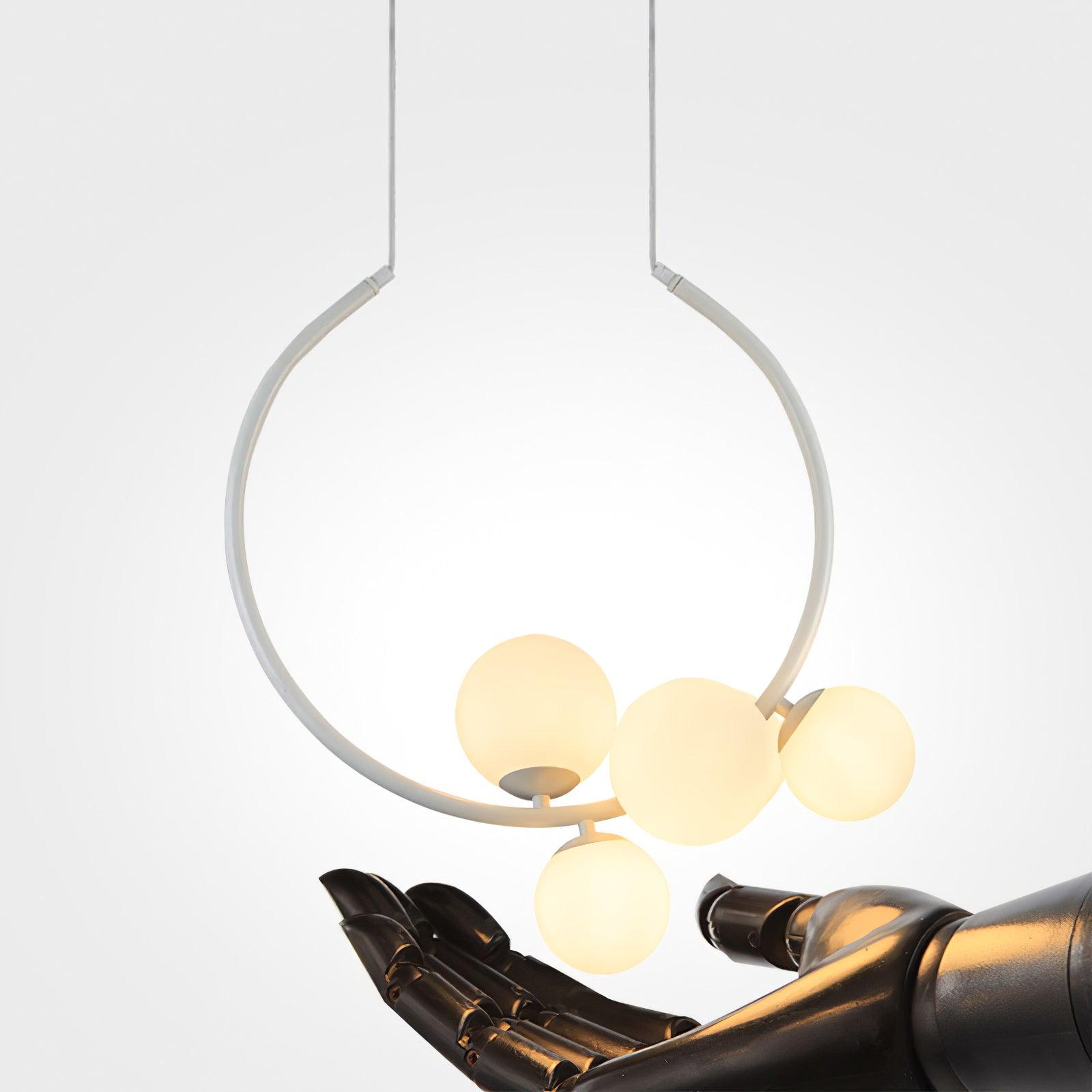 Iridescent Glass Globe Chandelier Circular Bubble Pendant Light Modern Interior Hanging Lamp