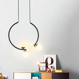 Iridescent Glass Globe Chandelier Circular Bubble Pendant Light Modern Interior Hanging Lamp