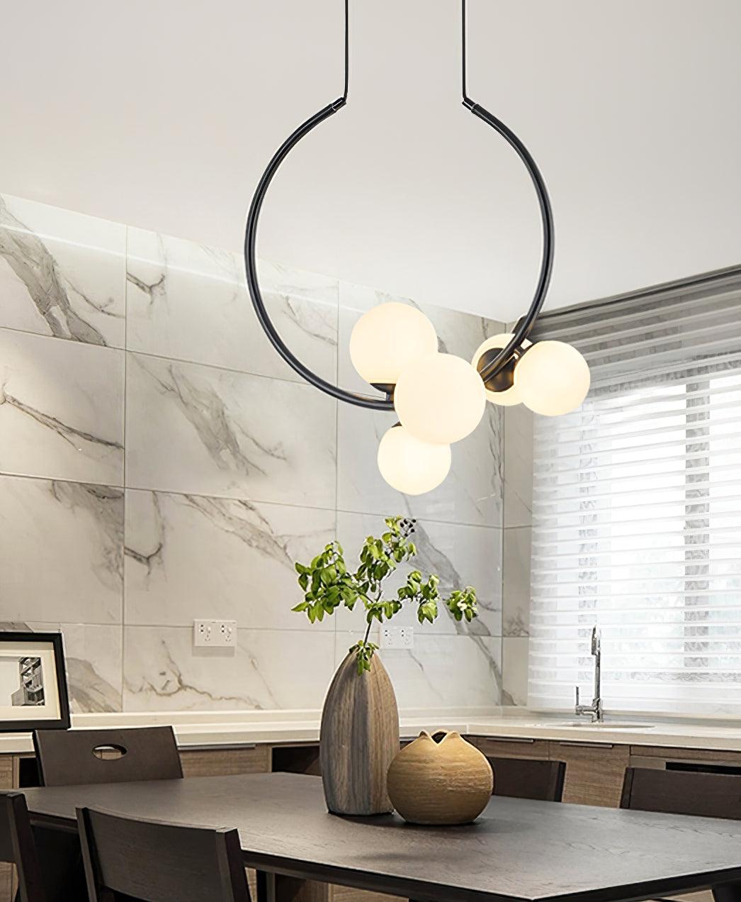 Iridescent Glass Globe Chandelier Circular Bubble Pendant Light Modern Interior Hanging Lamp