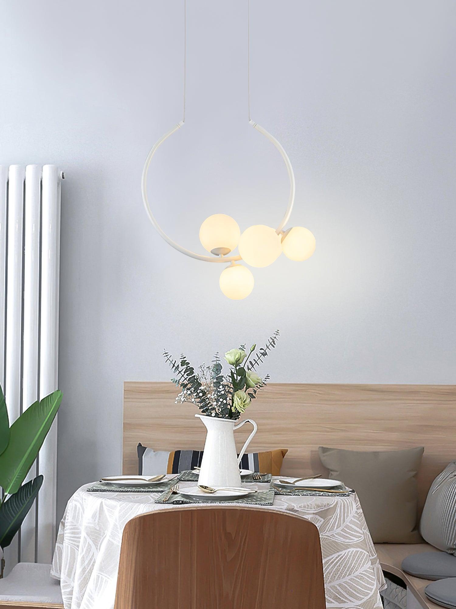 Iridescent Glass Globe Chandelier Circular Bubble Pendant Light Modern Interior Hanging Lamp