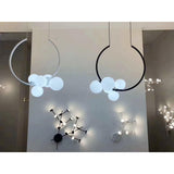 Iridescent Glass Globe Chandelier Circular Bubble Pendant Light Modern Interior Hanging Lamp
