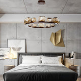 Irregular Cognac Glass Stone Pendant Light Modern Creative Chandelier for Dining Room