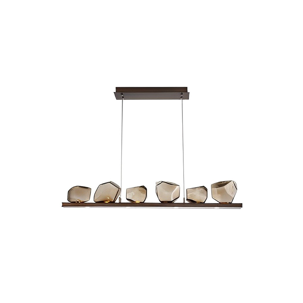 Irregular Cognac Glass Stone Pendant Light Modern Creative Chandelier for Dining Room