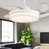 Modern White Retractable Ceiling Fan with LED Light and 4 Invisible Blades