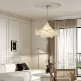 Italian Style Crystal Tassel Pagoda Chandelier Chrome Pendant Light with 3 Color Dimming