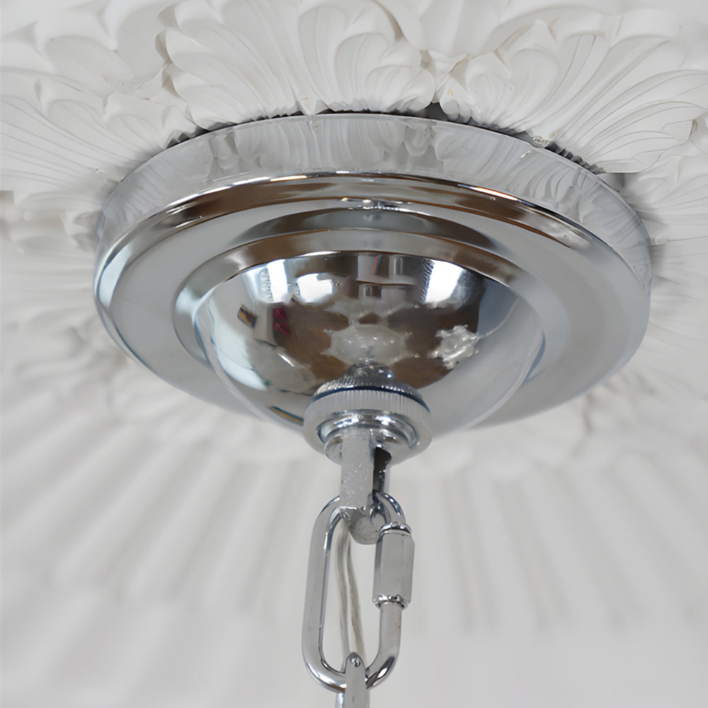 Italian Style Crystal Tassel Pagoda Chandelier Chrome Pendant Light with 3 Color Dimming