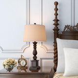 24 Inch Traditional Rustic Bronze Resin Table Lamp with Fabric Drum Shade