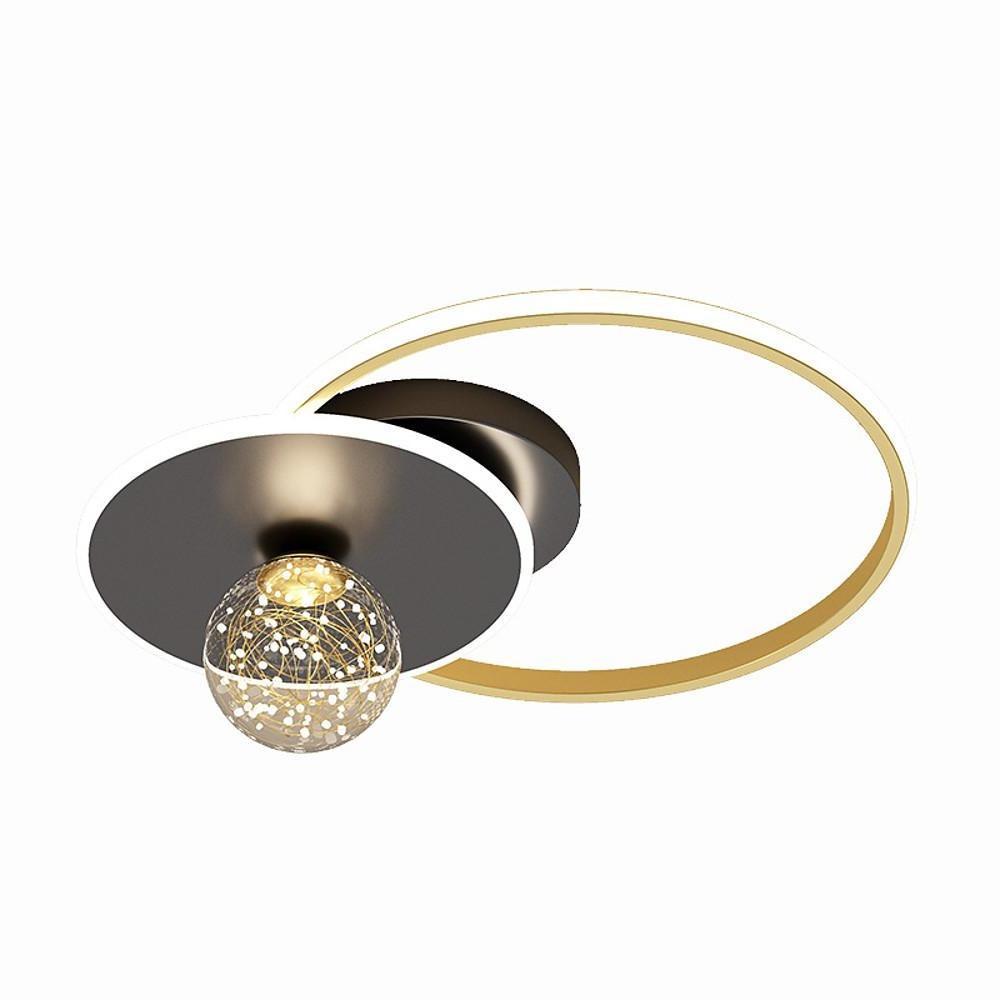 Modern Geometric Circle LED Flush Mount Ceiling Light for Living Room Bedroom Black and Gold Finish
