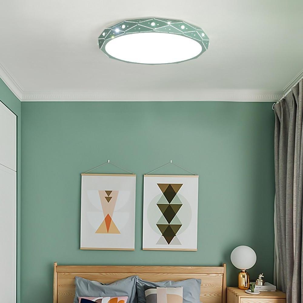 Modern Slim LED Flush Mount Ceiling Light Round Drum Metal Fixture for Home
