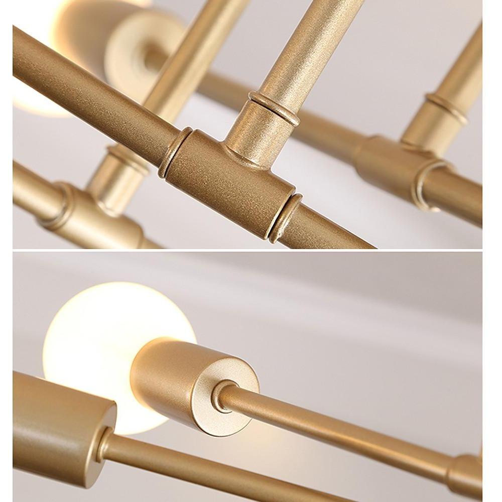 Modern 6 Light Globe Sputnik Semi Flush Mount Ceiling Light Fixture for Living Room Bedroom