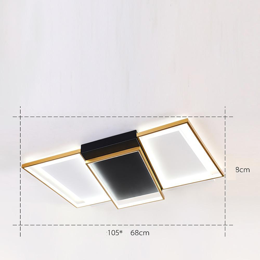 Modern Geometric LED Flush Mount Ceiling Light Black and Gold Multi Ring Fixture