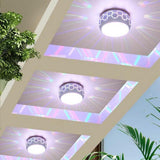 Modern LED Drum Flush Mount Ceiling Light with Geometric Hollow Design for Hallways and Entryways