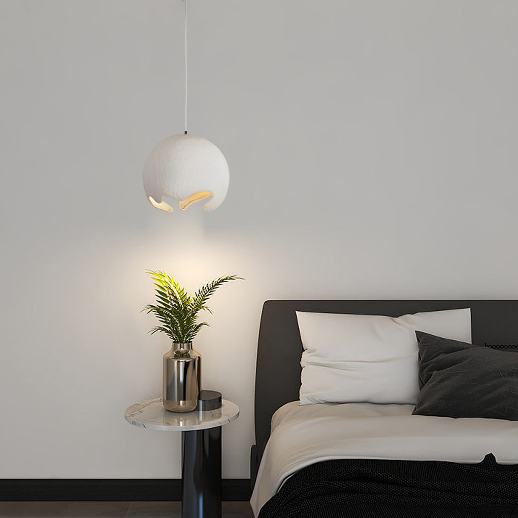 Japanese Style Creamy White Irregular Ball Chandelier for Dining Room