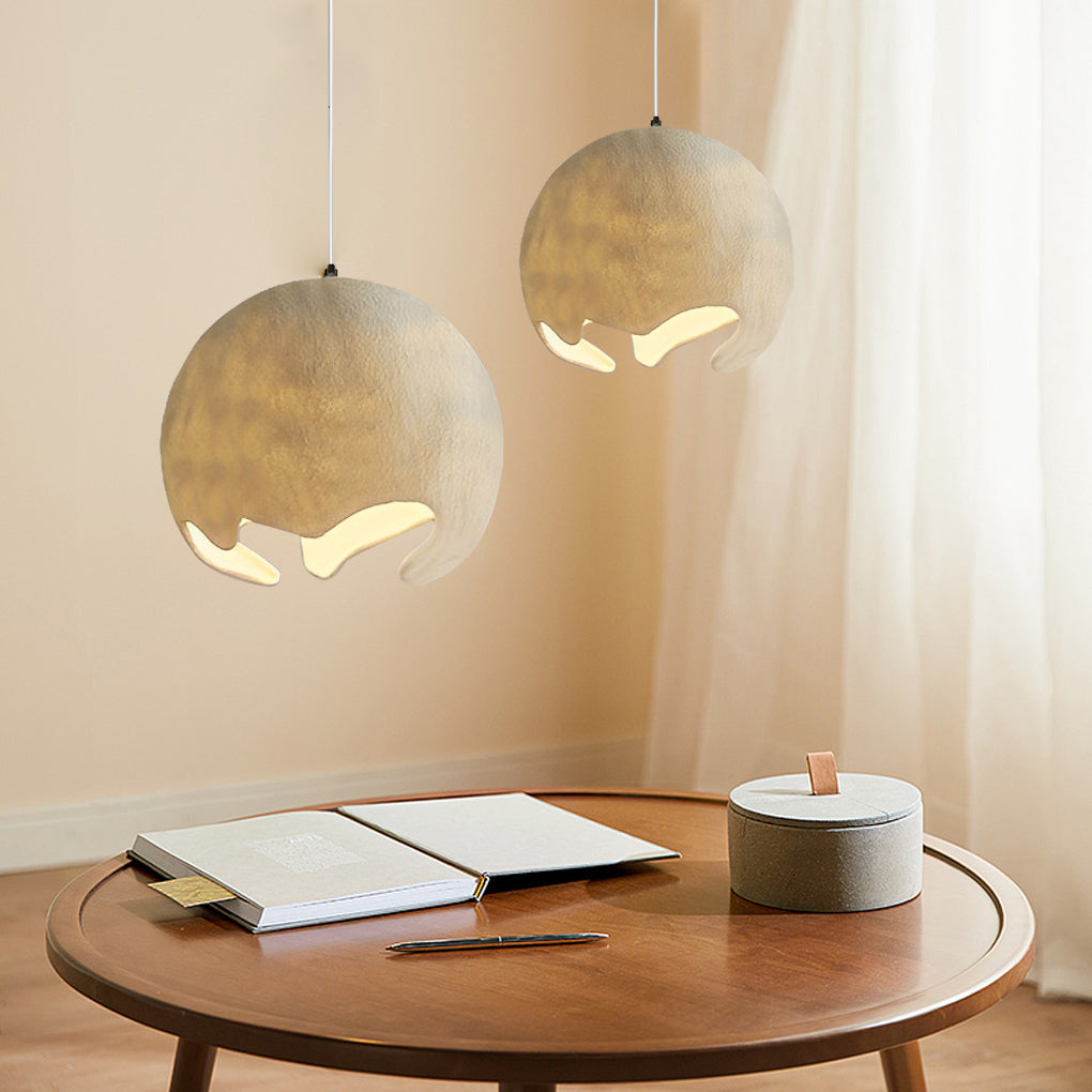 Japanese Style Creamy White Irregular Ball Chandelier for Dining Room