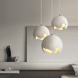 Japanese Style Creamy White Irregular Ball Chandelier for Dining Room