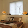 Japanese Style Handmade Ceramic Pendant Light with Round Striped Shade and Brass Base