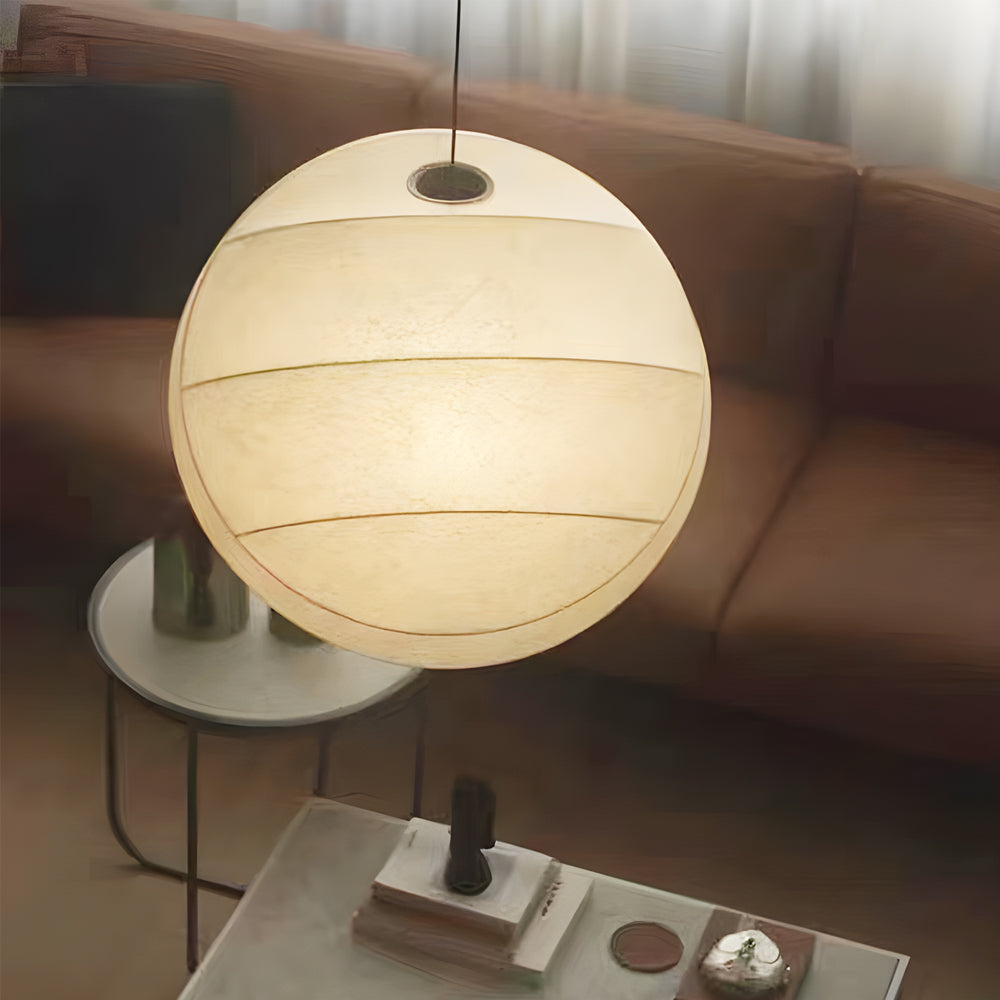 Japanese Style Wabi Sabi Silk Fabric Ball Chandelier Modern LED Pendant Light for Dining Room