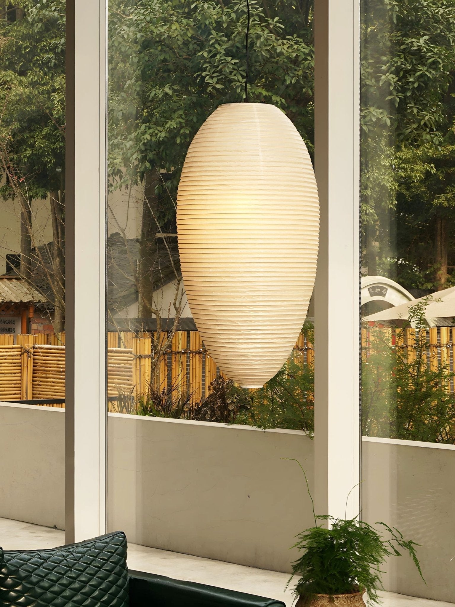 Japanese Style Washi Paper Chestnut Pendant Light Mulberry Paper Hanging Lamp for Modern Living Room
