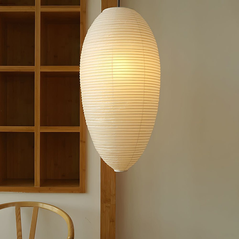 Japanese Style Washi Paper Chestnut Pendant Light Mulberry Paper Hanging Lamp for Modern Living Room