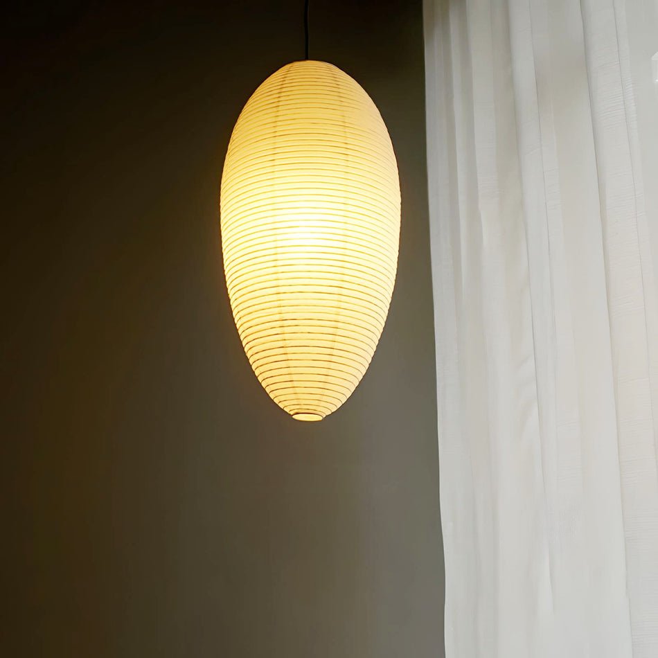 Japanese Style Washi Paper Chestnut Pendant Light Mulberry Paper Hanging Lamp for Modern Living Room
