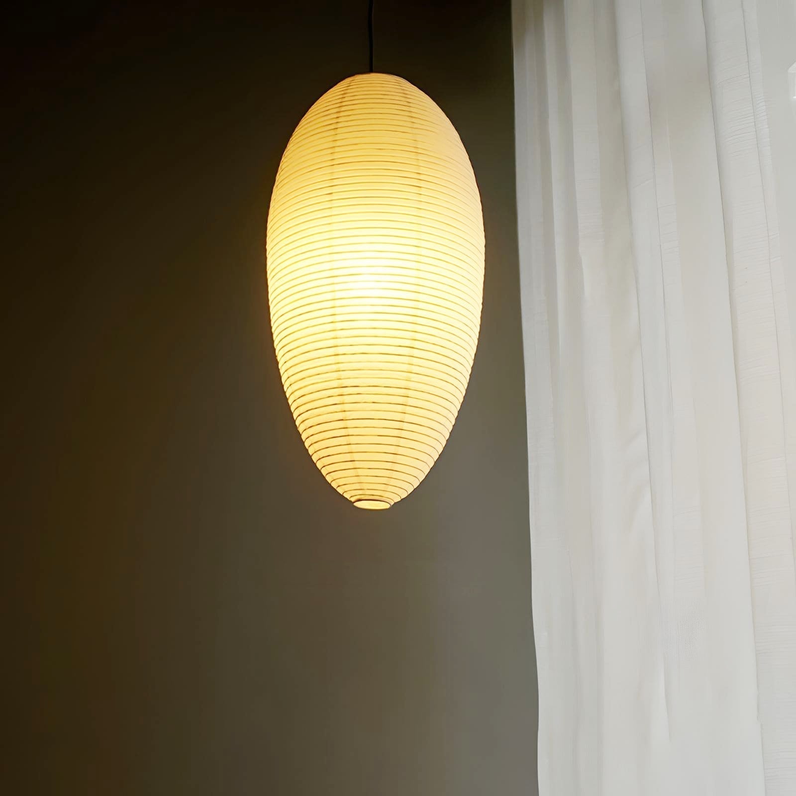 Japanese Style Washi Paper Chestnut Pendant Light Mulberry Paper Hanging Lamp for Modern Living Room