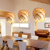 Japanese Style Wooden Pine Cone LED Chandelier Rustic Modern Hanging Pendant Light Fixture