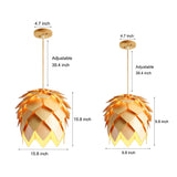 Japanese Style Wooden Pine Cone LED Chandelier Rustic Modern Hanging Pendant Light Fixture
