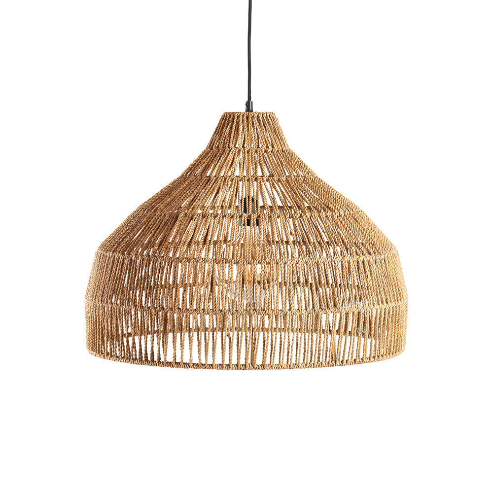 Japanese Style Woven Rattan Chandelier Rustic Modern Wicker Pendant Light for Dining Room
