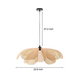 Japanese Style Woven Rattan Flower Petal Chandelier Three Color Dimming LED Pendant Lamp