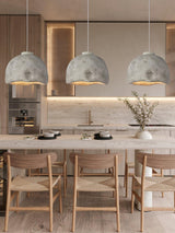 Japanese Wabi Sabi Resin Bell Pendant Light Minimalist Texture Hanging Ceiling Fixture for Dining Room