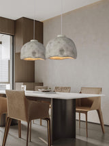 Japanese Wabi Sabi Resin Bell Pendant Light Minimalist Texture Hanging Ceiling Fixture for Dining Room