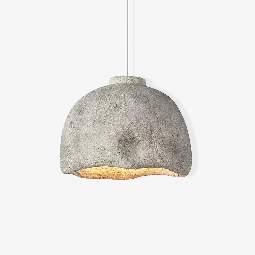Japanese Wabi Sabi Resin Bell Pendant Light Minimalist Texture Hanging Ceiling Fixture for Dining Room