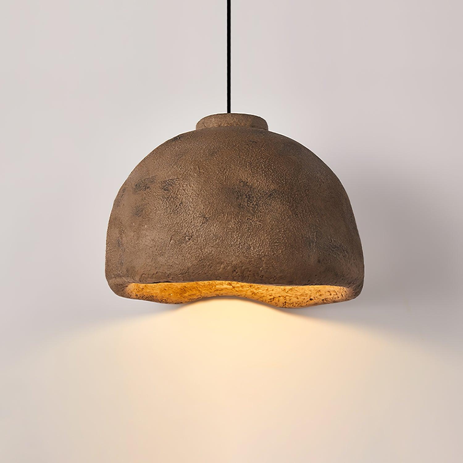 Japanese Wabi Sabi Resin Bell Pendant Light Minimalist Texture Hanging Ceiling Fixture for Dining Room