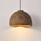 Japanese Wabi Sabi Resin Bell Pendant Light Minimalist Texture Hanging Ceiling Fixture for Dining Room