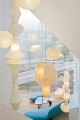 Japanese Washi Paper Hanging Pendant Light Handcrafted Mulberry Paper Swag Lamp for Modern Interiors