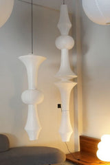 Japanese Washi Paper Hanging Pendant Light Handcrafted Mulberry Paper Swag Lamp for Modern Interiors