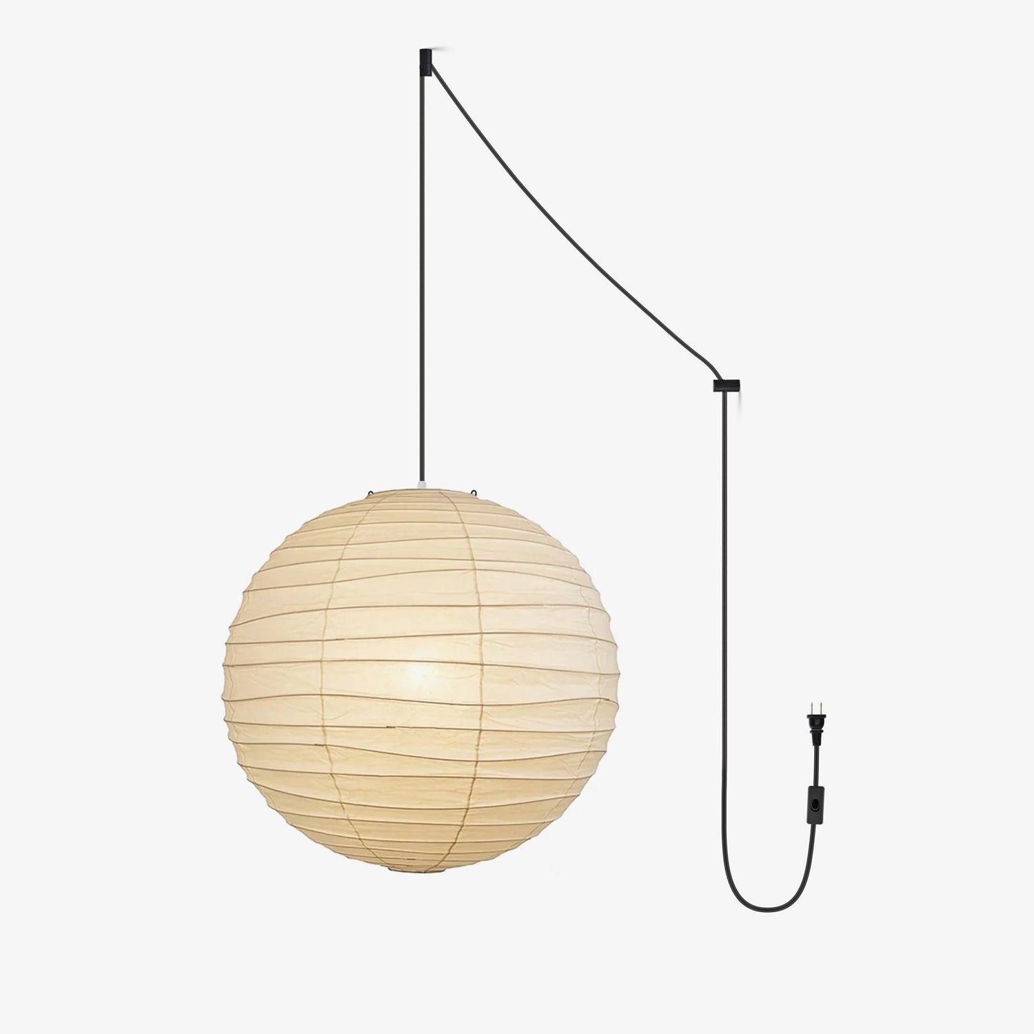 Japanese Washi Paper Pendant Lamp Handcrafted Mulberry Paper Hanging Swag Light with Plug In Cord