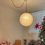 Japanese Washi Paper Pendant Lamp Handcrafted Mulberry Paper Hanging Swag Light with Plug In Cord