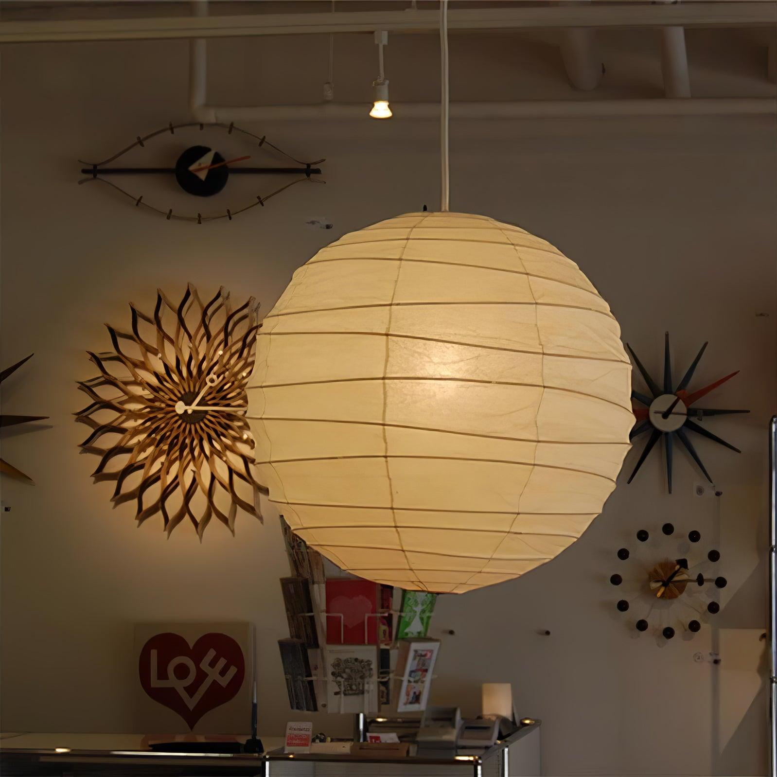 Japanese Washi Paper Pendant Lamp Handcrafted Mulberry Paper Hanging Swag Light with Plug In Cord