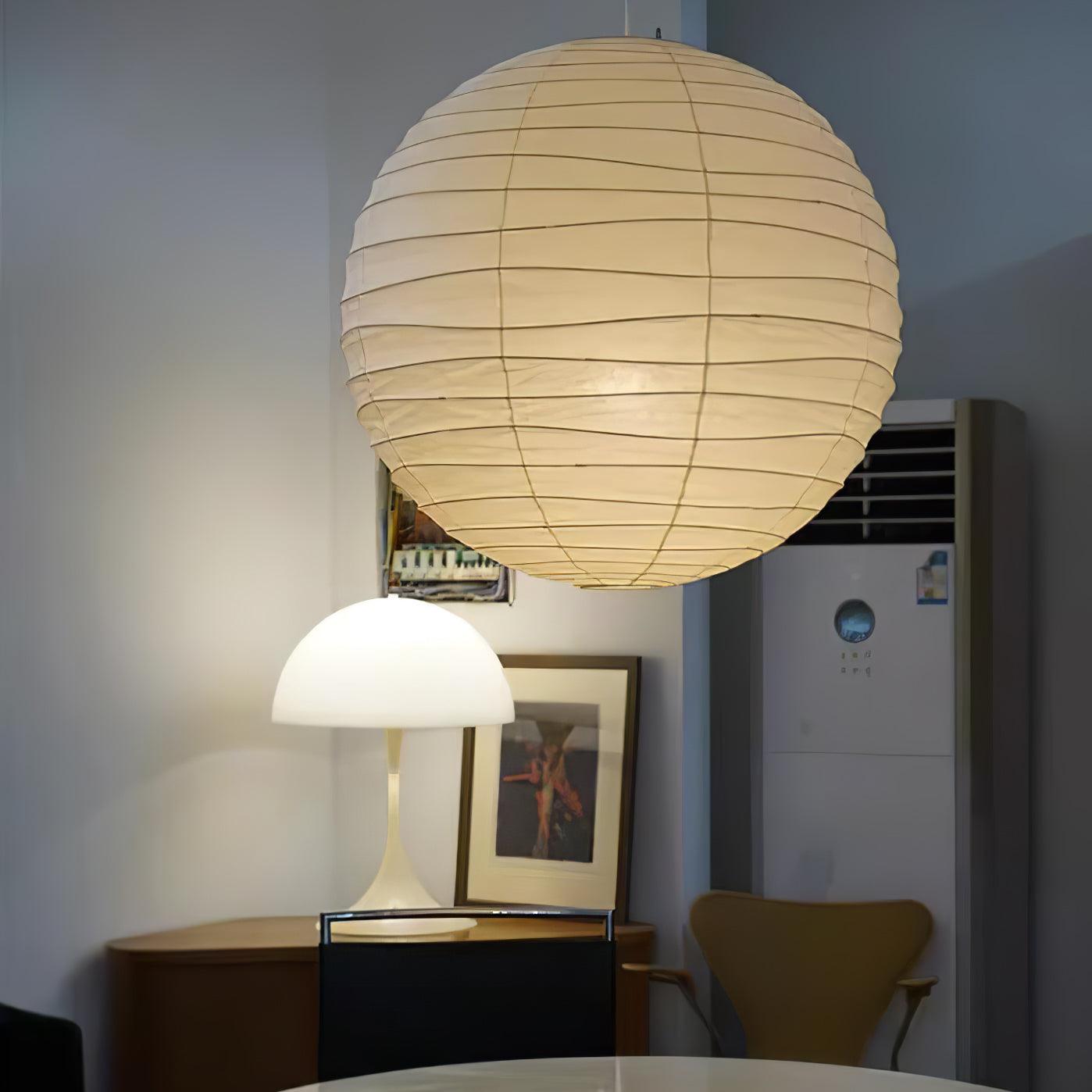 Japanese Washi Paper Pendant Lamp Handcrafted Mulberry Paper Hanging Swag Light with Plug In Cord