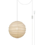 Japanese Washi Paper Pendant Lamp Handcrafted Mulberry Paper Hanging Swag Light with Plug In Cord