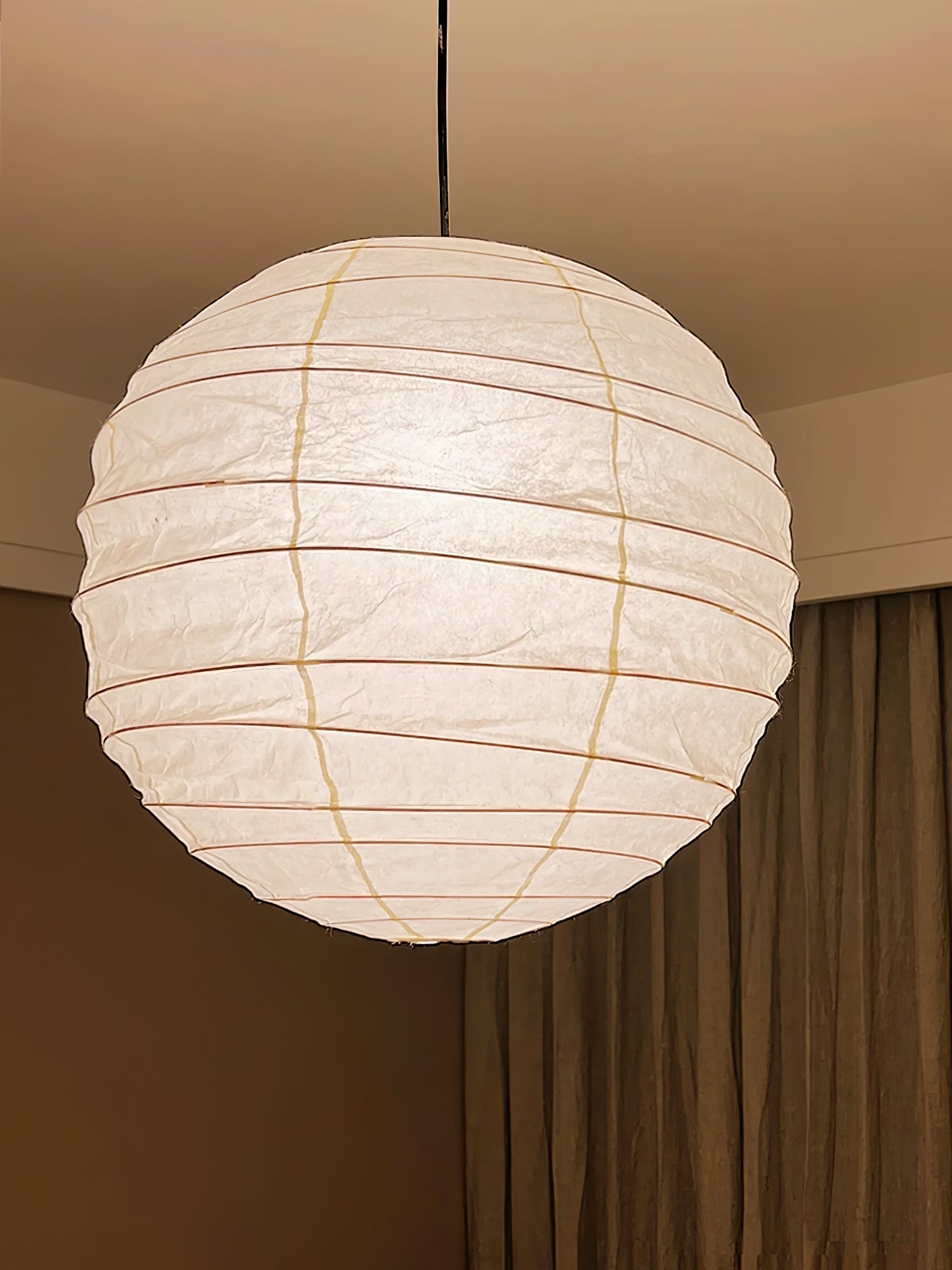 Japanese Washi Paper Pendant Lamp Handcrafted Mulberry Paper Hanging Swag Light with Plug In Cord