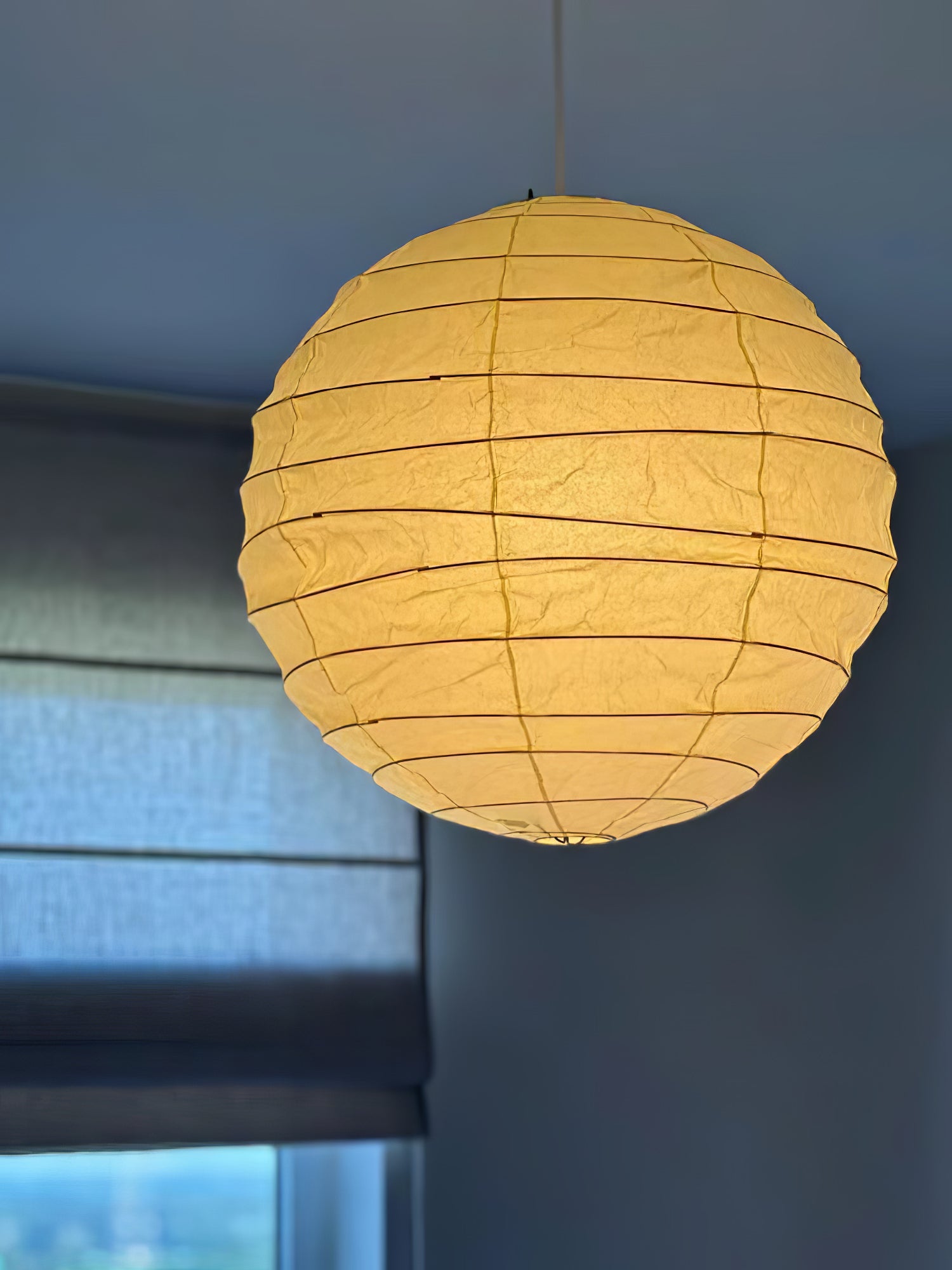 Japanese Washi Paper Pendant Lamp Handcrafted Mulberry Paper Hanging Swag Light with Plug In Cord