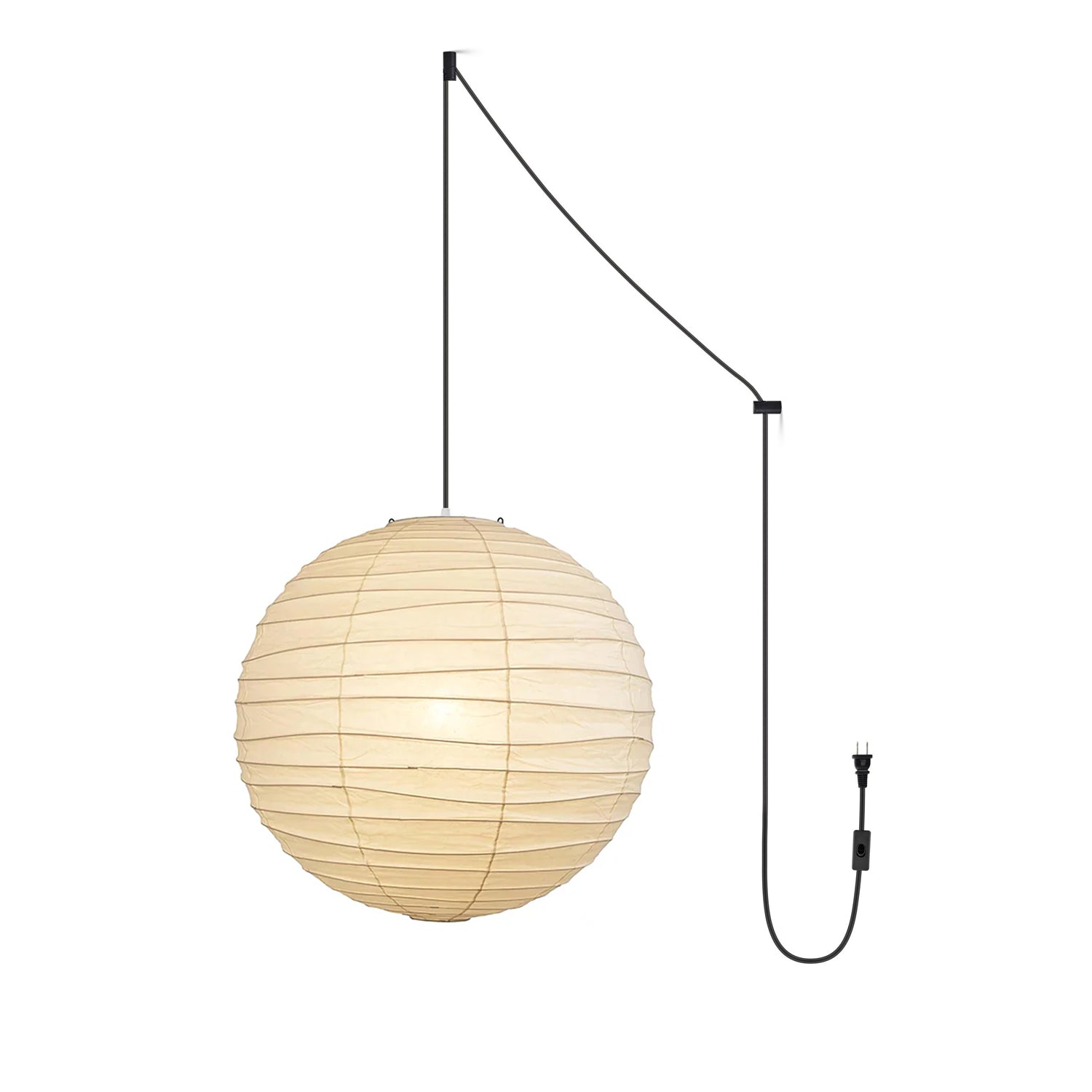 Japanese Washi Paper Pendant Lamp Handcrafted Mulberry Paper Hanging Swag Light with Plug In Cord