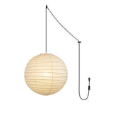 Japanese Washi Paper Pendant Lamp Handcrafted Mulberry Paper Hanging Swag Light with Plug In Cord